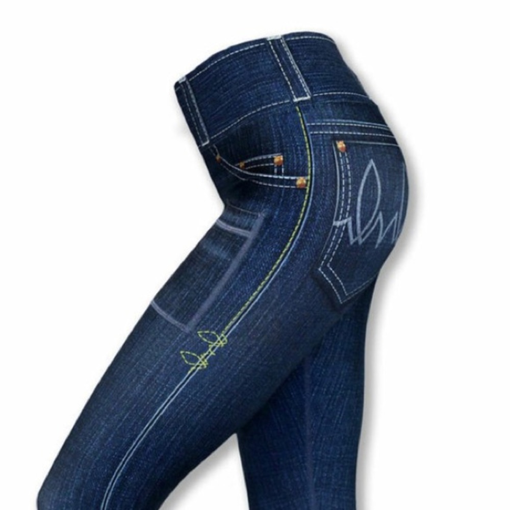 Inknburn Women's 21 Blue Denim Performance Leggings never worn! waist: 28 in